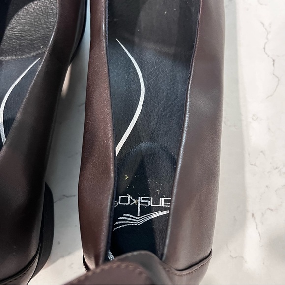 Dansko Lulu Dark Brown Leather Mary Janes Ankle Strap Wedges Size - Picture 11 of 16